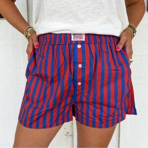 Howdy Hanny Women’s Red and Blue Striped Shorts Size Small NEW